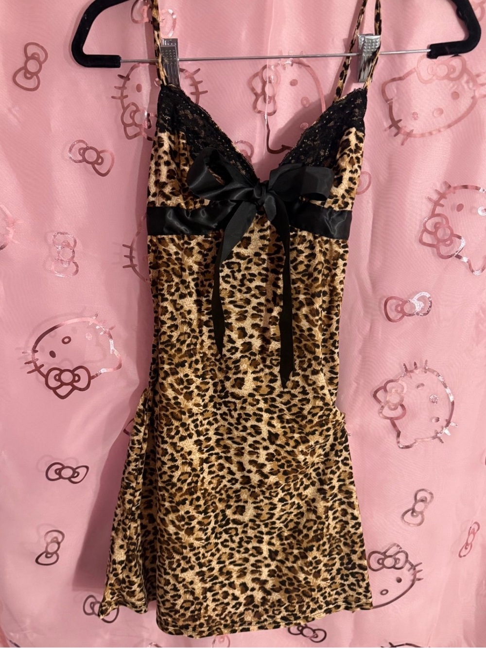 Cheetah gyaru mini bow dress size XS